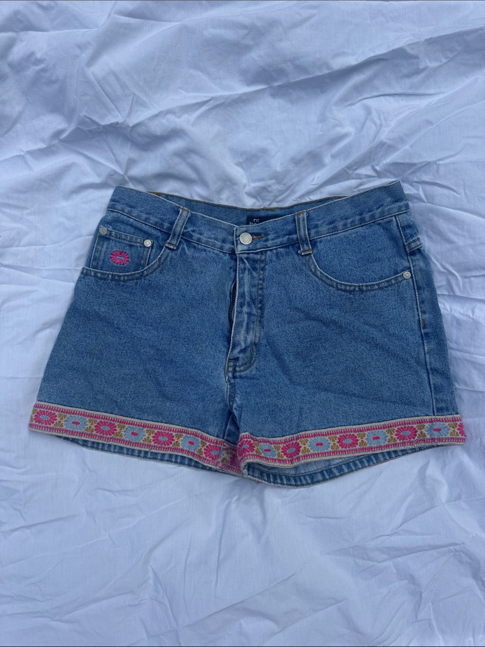 No Boundaries Floral Hem Denim Shorts